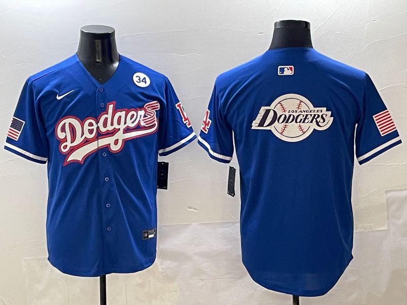 Men Los Angeles Dodgers Blank Blue Second generation Joint Name Nike 2025 MLB Jersey style 33->women mlb jersey->Women Jersey
